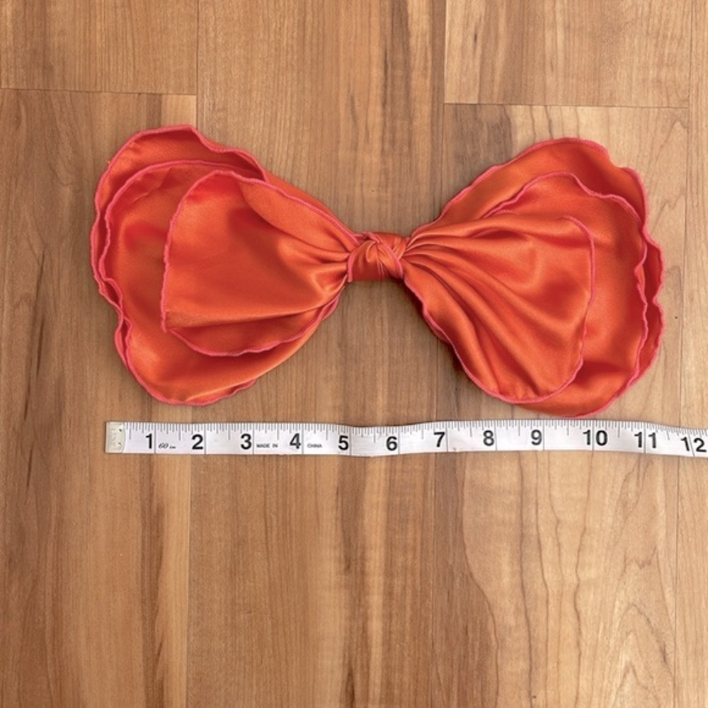 Oversized orange and pink layered bow barrette - Picture 6 of 7